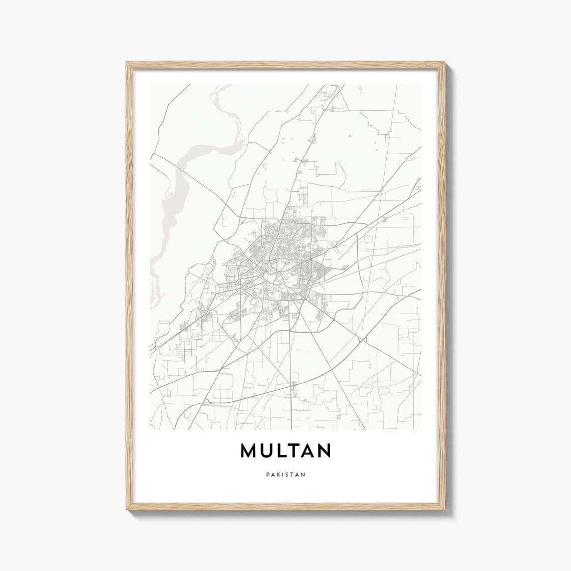 Multan Pakistan Elegant Minimalist City Street Map Travel Poster