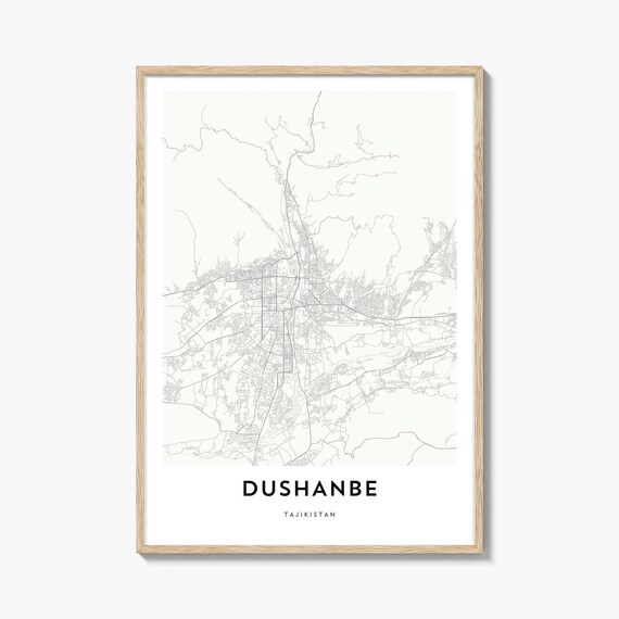 Dushanbe Tajikistan City Map Minimalist Street Art Print Travel Decor