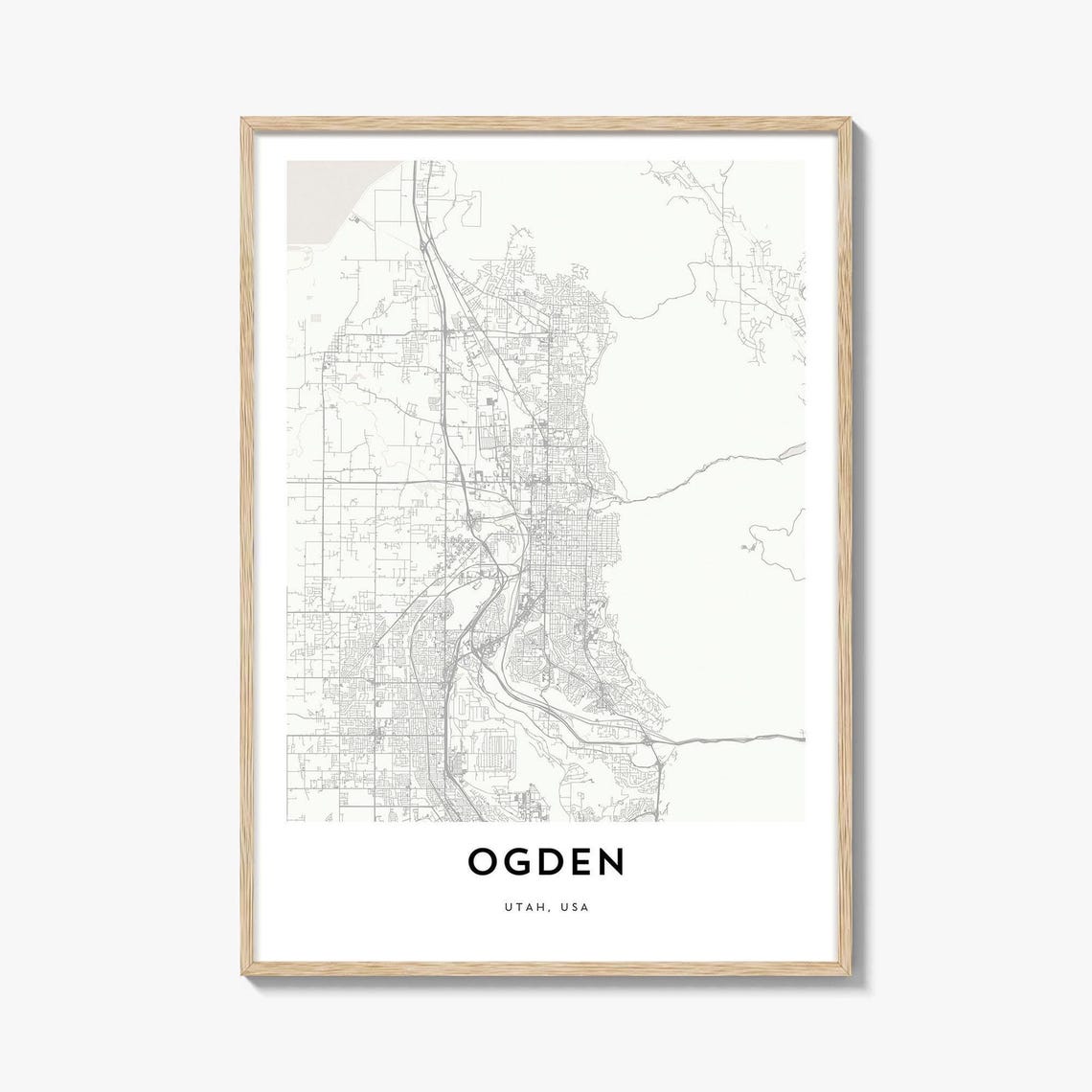 Ogden Utah City Street Map Minimalist Home Decor Gift Art Poster