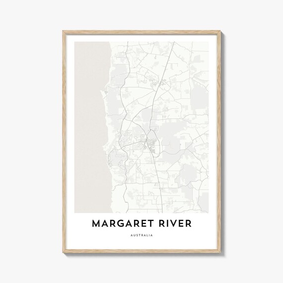 Margaret River Australia Minimalist Monochrome Street Map Poster