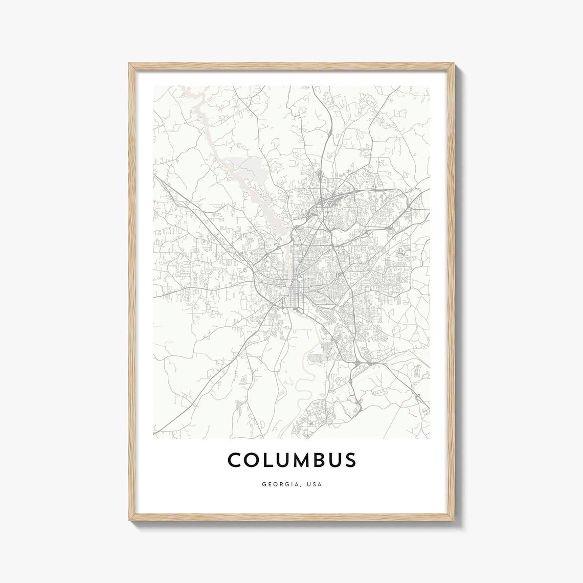 Columbus Georgia USA Minimalist Line Style City Map Art Poster