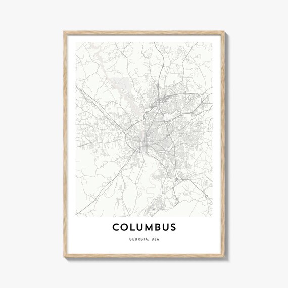 Columbus Georgia USA Minimalist Line Style City Map Art Poster
