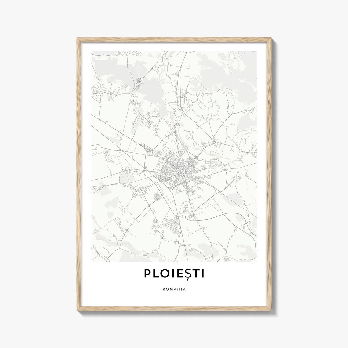 Ploiesti Romania Radial Minimalist City Street Map Travel Wall Art