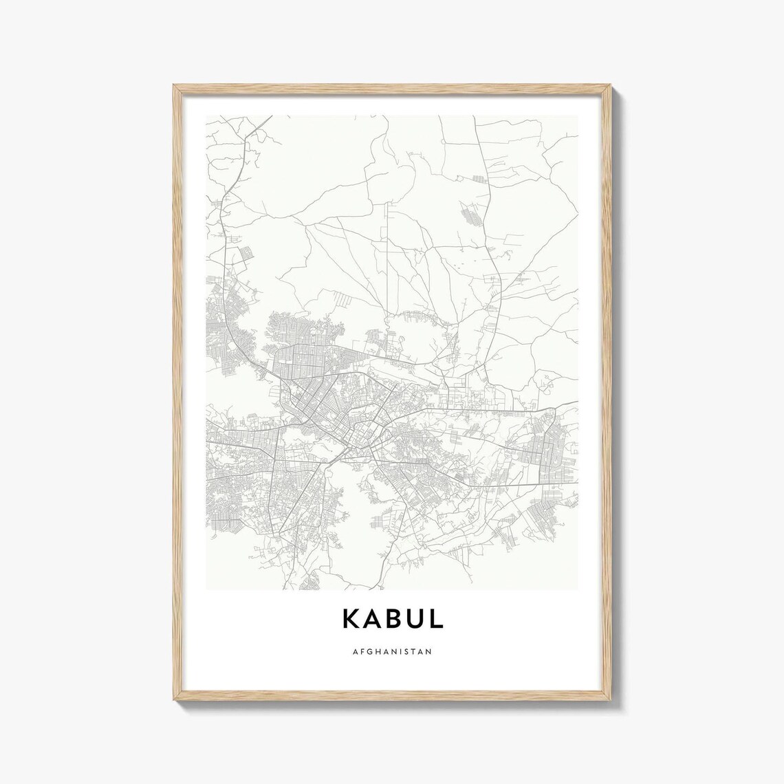 Kabul Afghanistan Minimalist City Street Map Poster Home Decor