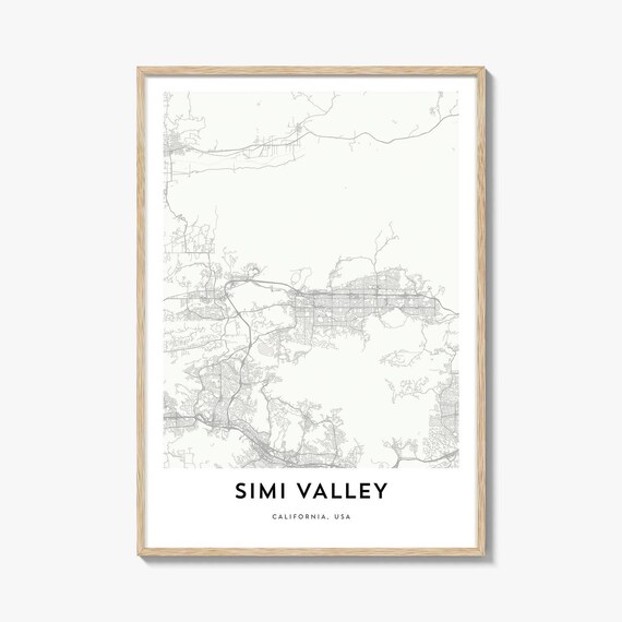 Simi Valley California City Street Map Minimalist Grey Travel Poster