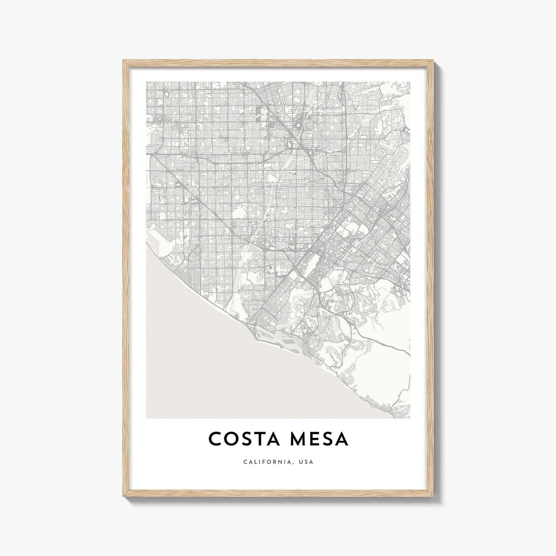 Costa Mesa California Minimalist Street Map City Artwork Poster