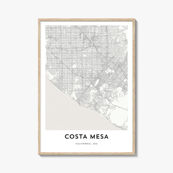Costa Mesa California Minimalist Street Map City Artwork Poster
