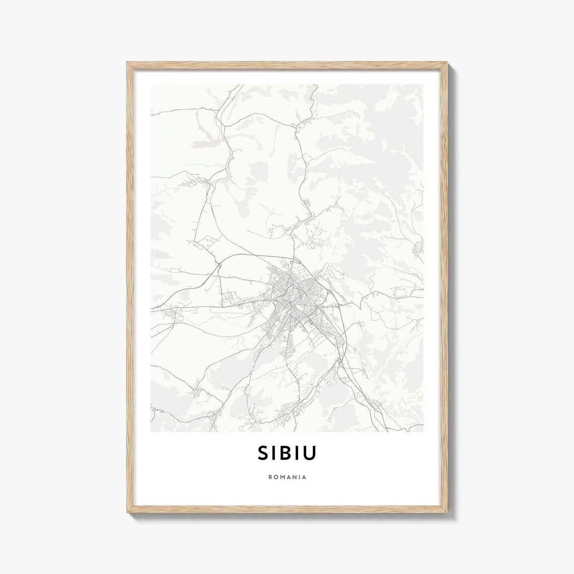 Sibiu Transylvania Romania Minimalist City Line Map Art Poster