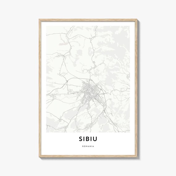 Sibiu Transylvania Romania Minimalist City Line Map Art Poster