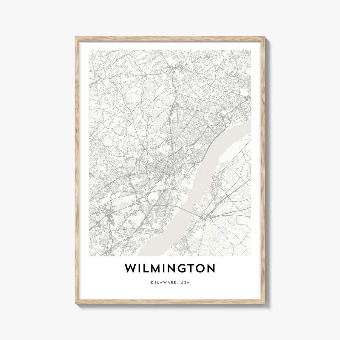 Wilmington Delaware Minimalist Street Map Monochrome City Poster