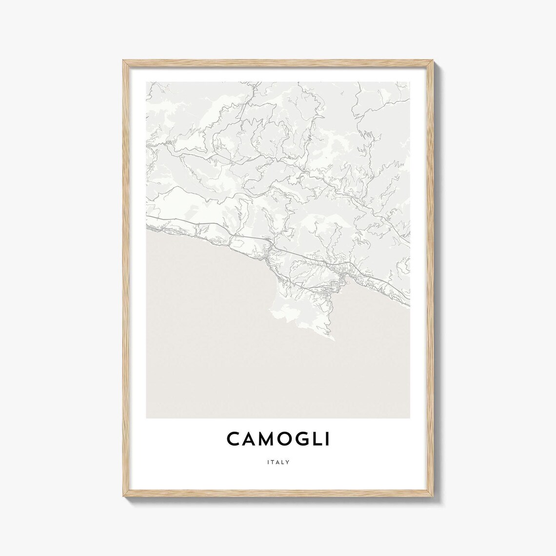 Camogli Italy Minimalist Coast Map Ligurian Seaside Town Poster