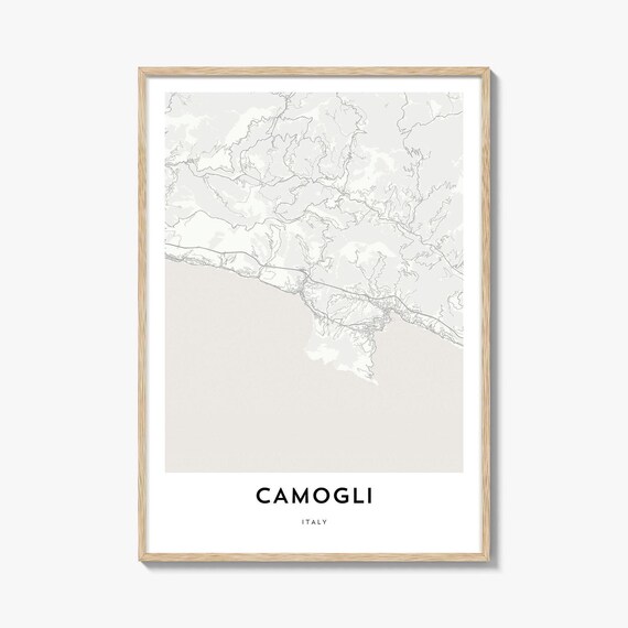 Camogli Italy Minimalist Coast Map Ligurian Seaside Town Poster