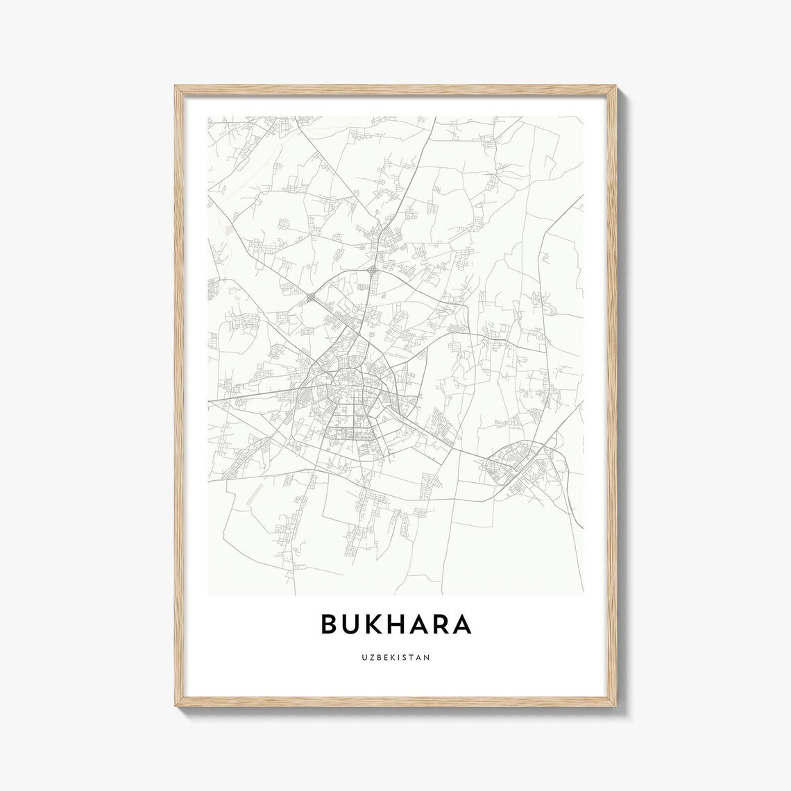Bukhara Uzbekistan Minimalist City Street Map Line Art Wall Art