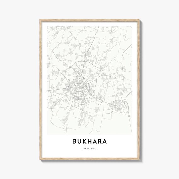 Bukhara Uzbekistan Minimalist City Street Map Line Art Wall Art