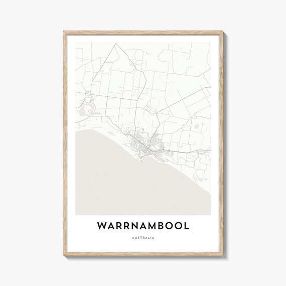 Warrnambool Australia Minimalist Coastal Bay Street Map Poster