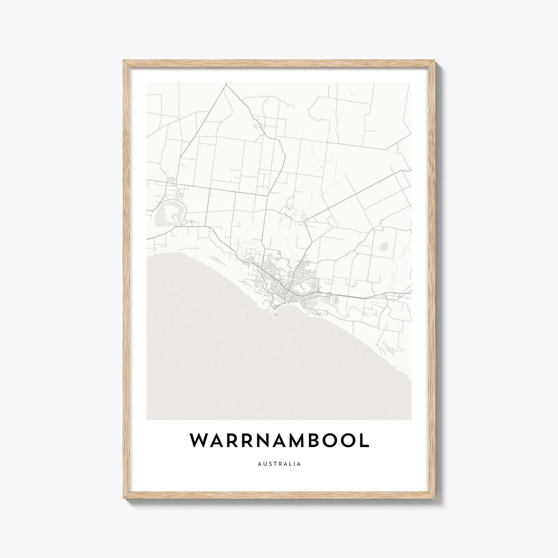 Warrnambool Australia Minimalist Coastal Bay Street Map Poster