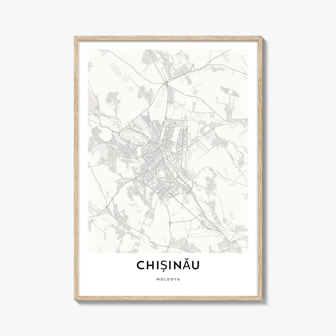 Chisinau Moldova Minimalist City Street Map Modern Line Art Wall Art