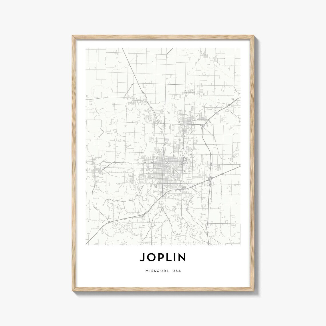 Joplin Missouri Minimalist City Street Map Art Poster in Neutral
