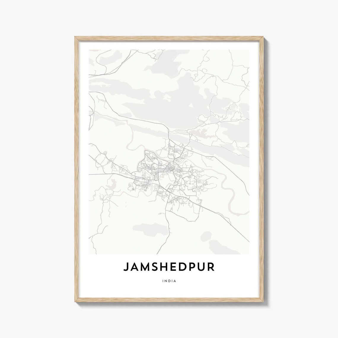 Jamshedpur India Minimalist City Street Map Gray Modern Decor Poster