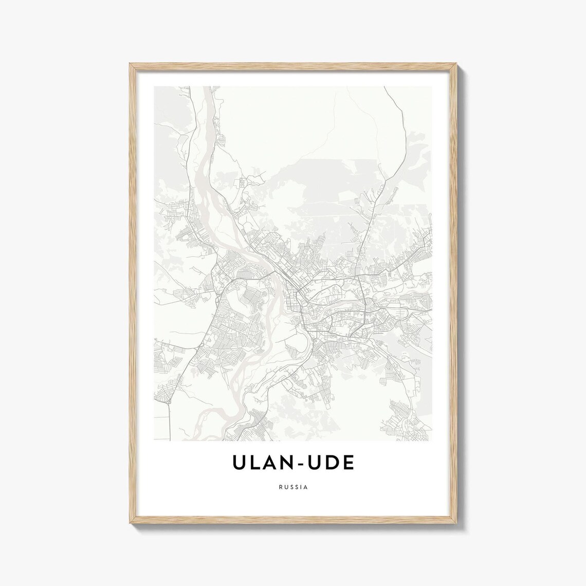 Ulan-Ude Russia Minimalist City Street Map Art Print Home Decor