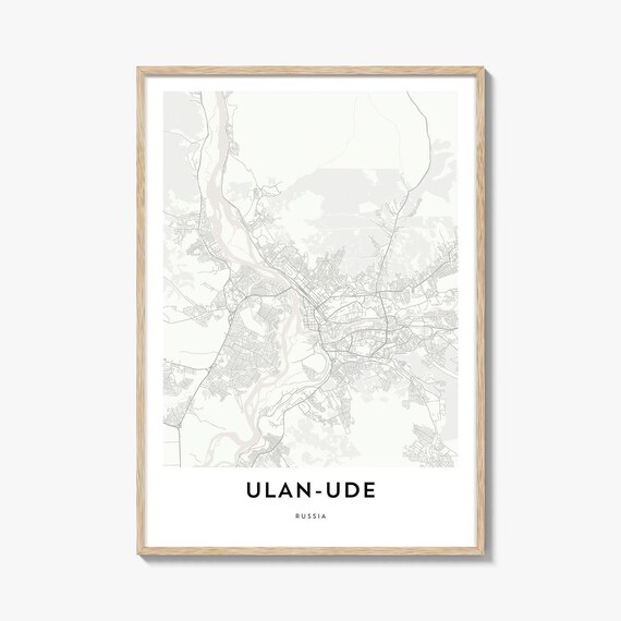 Ulan-Ude Russia Minimalist City Street Map Art Print Home Decor