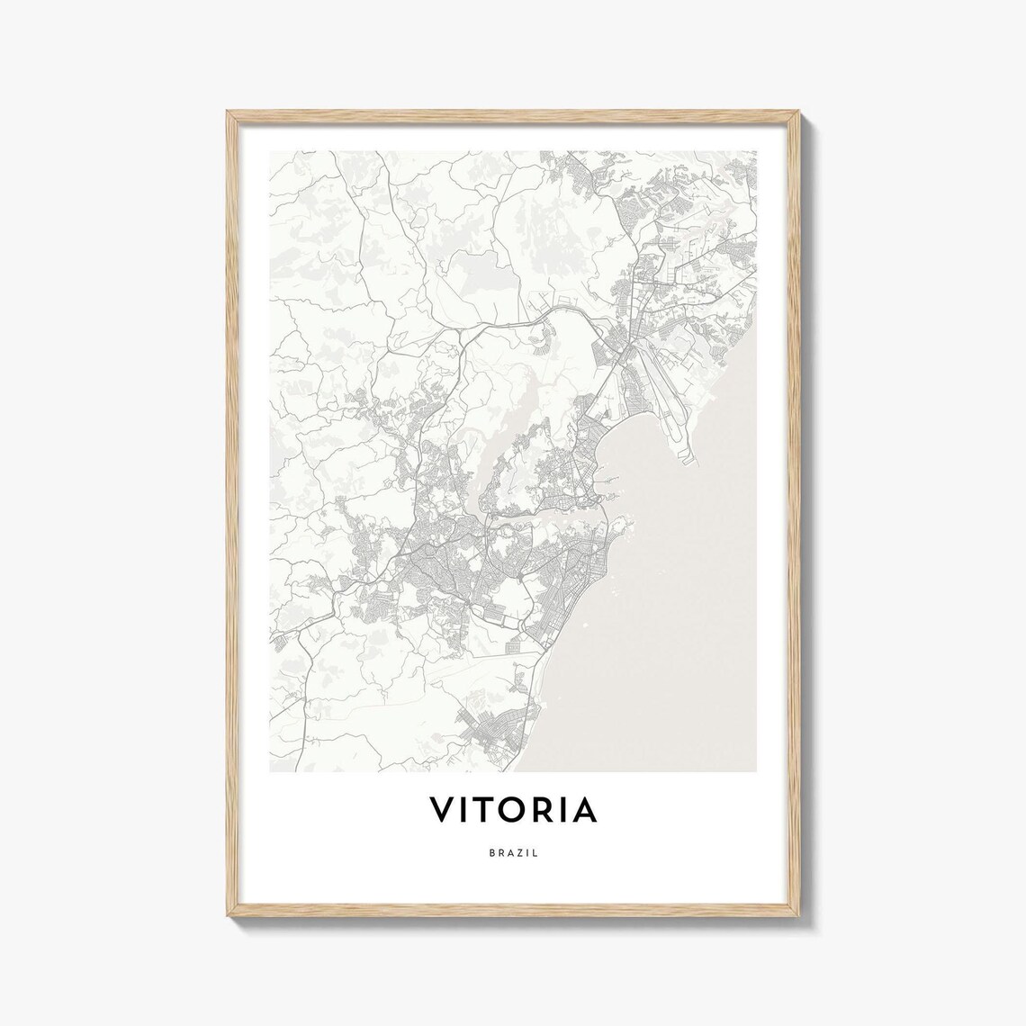 Vitoria Brazil Minimalist Street Map Island Coastal City Poster