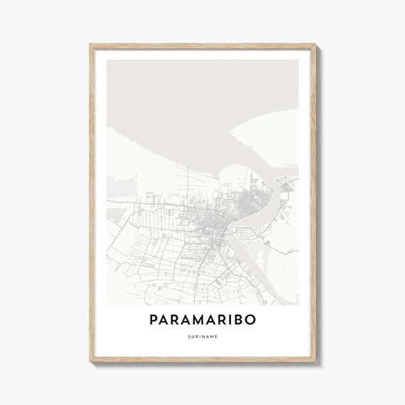 Paramaribo Suriname Minimalist City Street Map Travel Home Decor Poster
