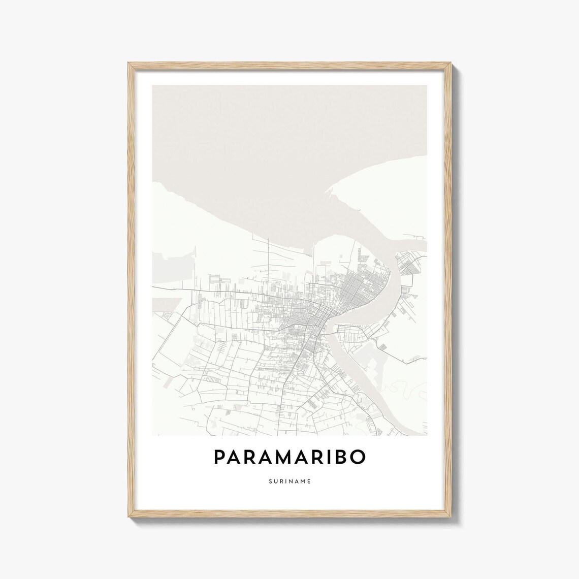 Paramaribo Suriname Minimalist City Street Map Travel Home Decor Poster