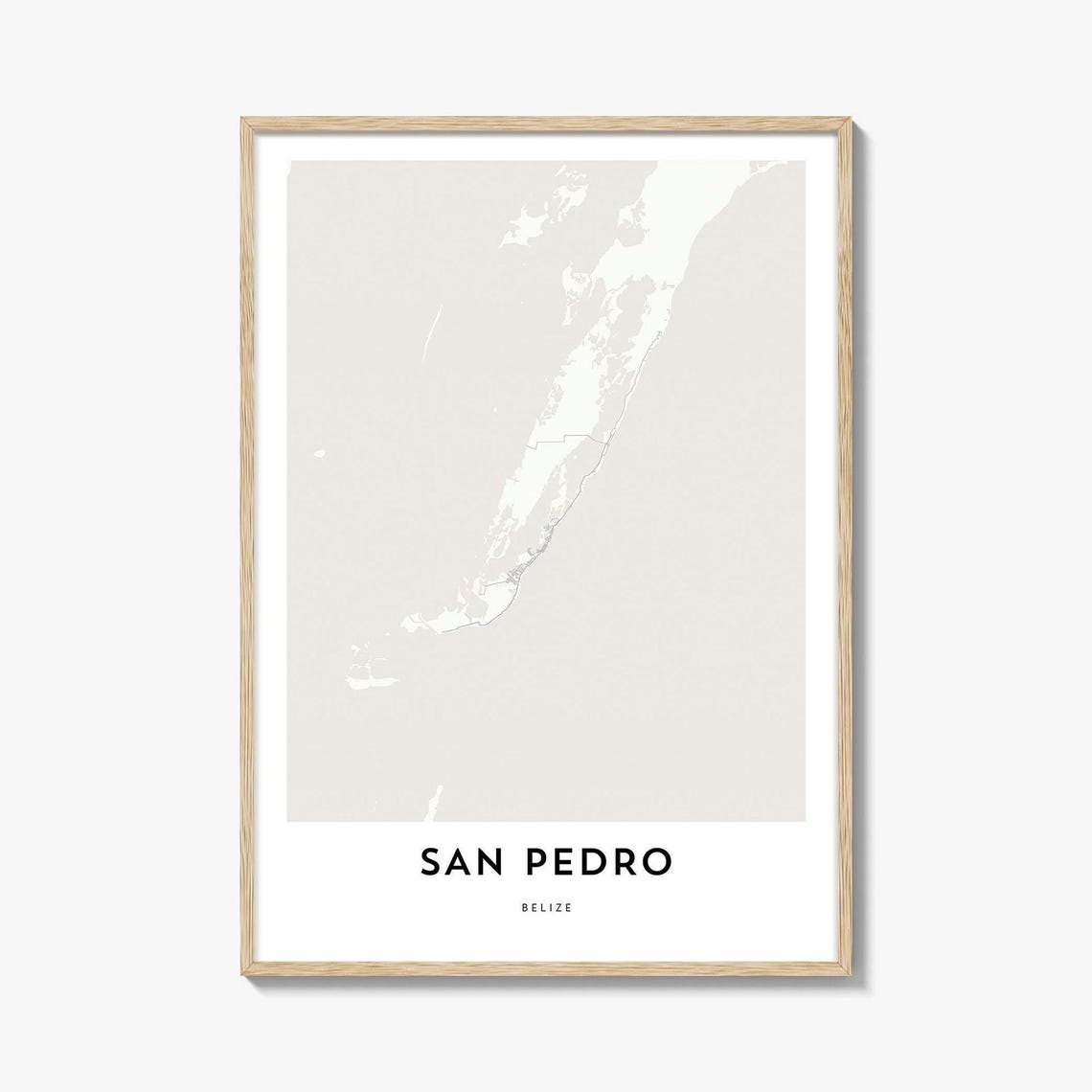 San Pedro Belize Beige Minimalist City Map Modern Travel Poster