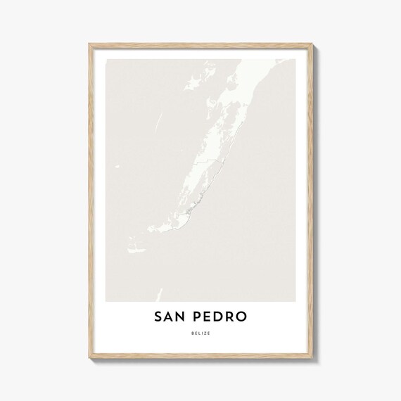 San Pedro Belize Beige Minimalist City Map Modern Travel Poster