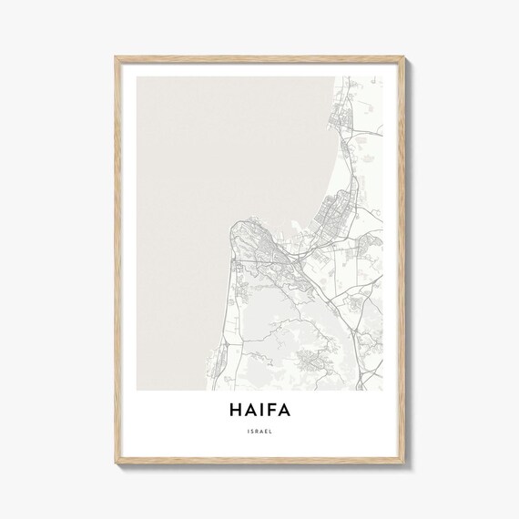 Haifa Israel Coastal City Map Poster Minimalist Modern Decor