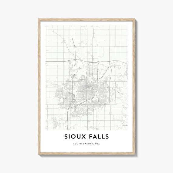 Sioux Falls South Dakota Midwest Minimalist Street City Map Poster