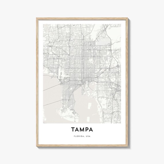 Tampa Florida USA Minimalist White City Street Map Art Poster
