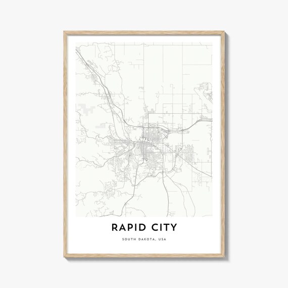 Minimalist Rapid City South Dakota Street Map Gift Poster Art