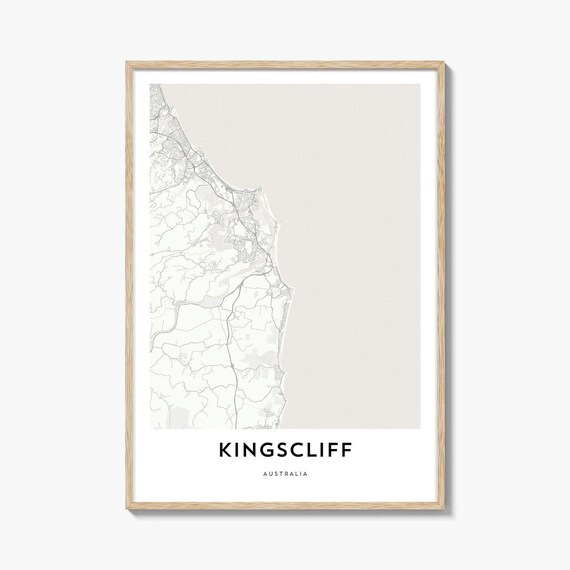 Kingscliff Australia Minimalist Coastal Town Map Line Drawing Poster