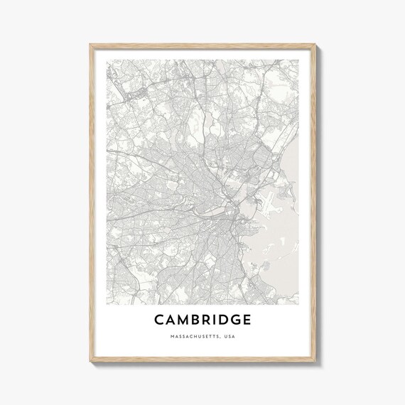 Cambridge Massachusetts Minimalist Street Map City Decor Print