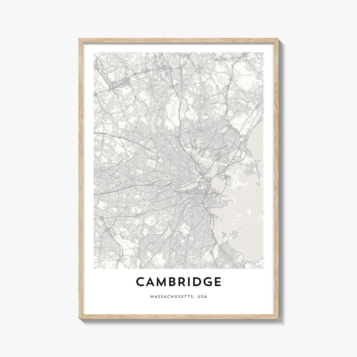 Cambridge Massachusetts Minimalist Street Map City Decor Print