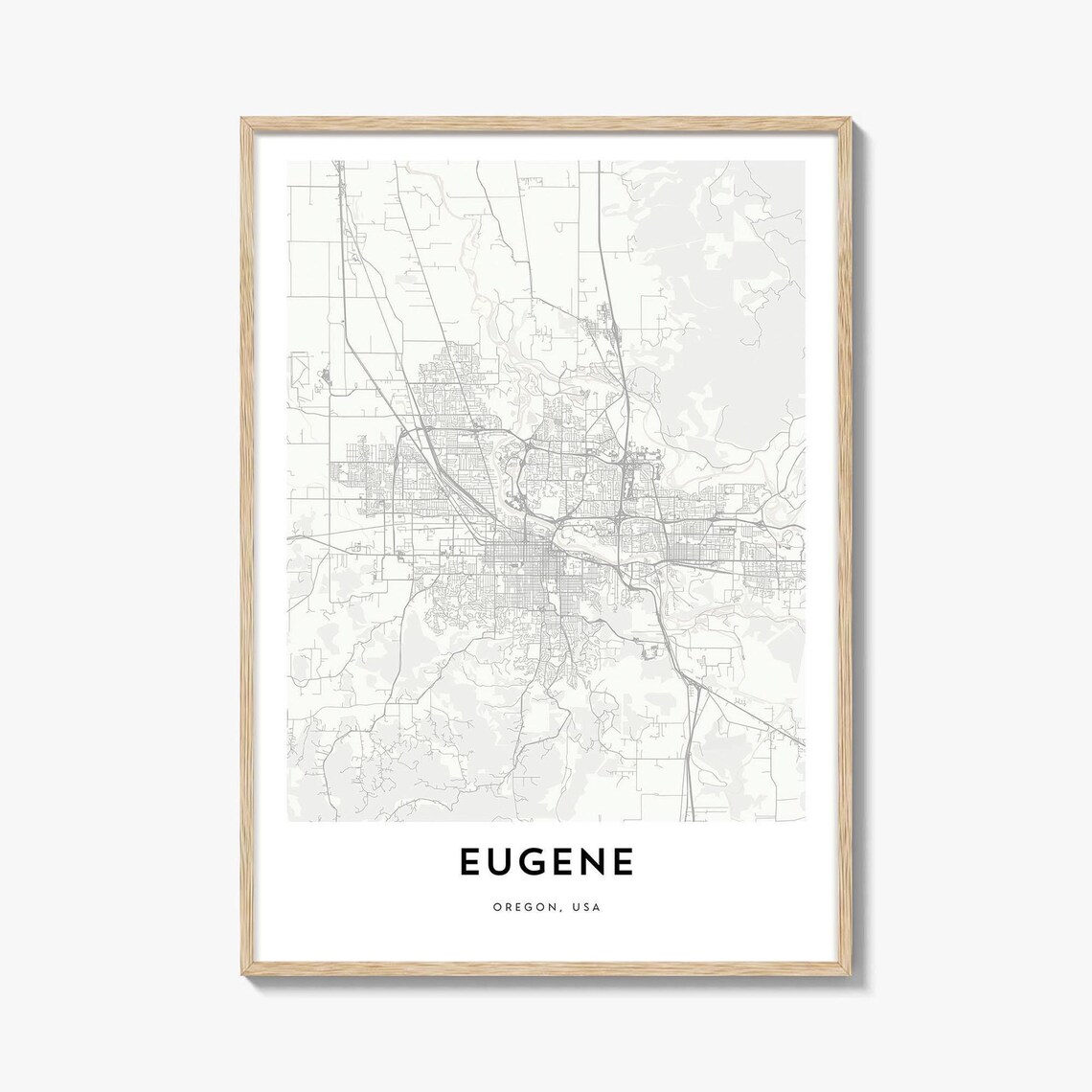 Eugene Oregon USA Minimalist City Street Map Modern Wall Poster