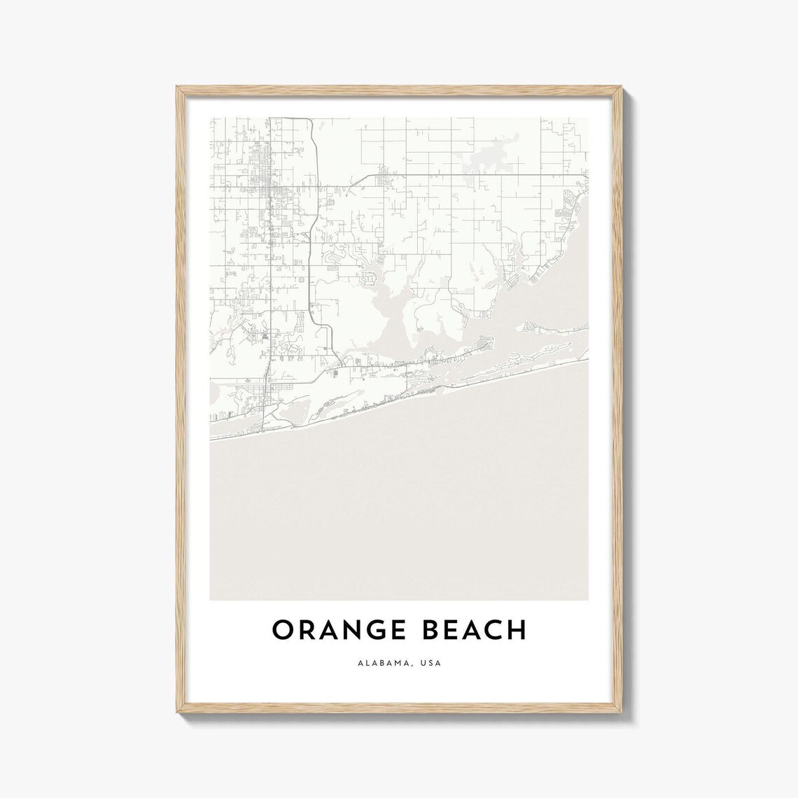 Orange Beach Alabama Minimalist Street Map Travel Decor Poster
