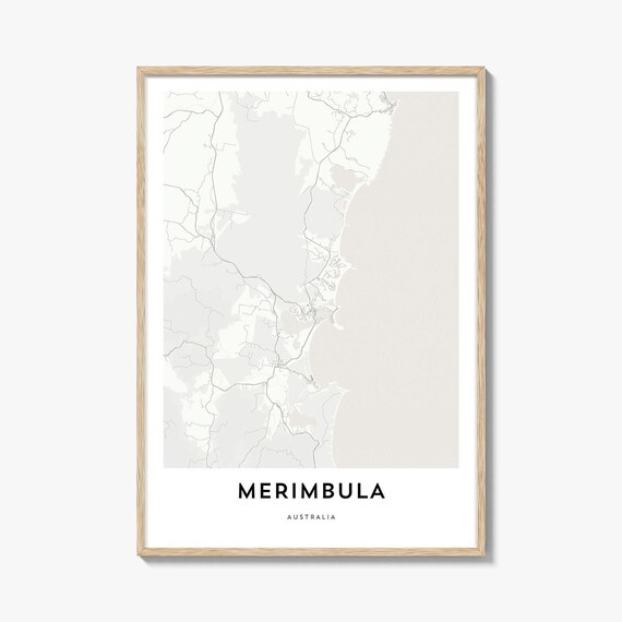 Merimbula Australia Coastal City Map Minimalist Beach Poster