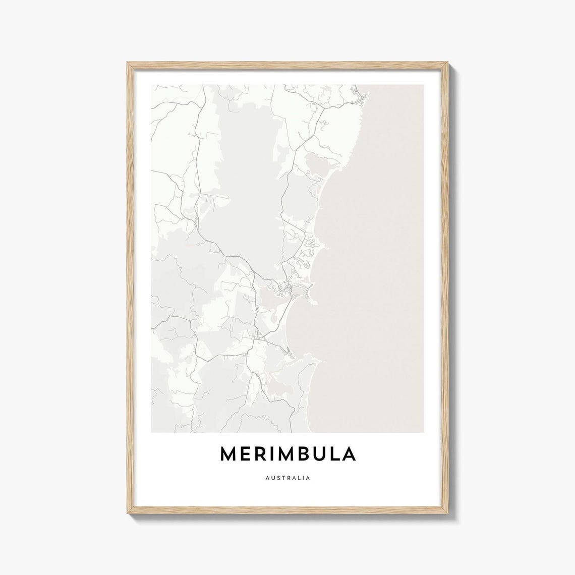 Merimbula Australia Coastal City Map Minimalist Beach Poster