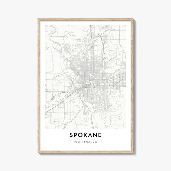Spokane Washington Minimalist Cream City Street Map Wall Poster