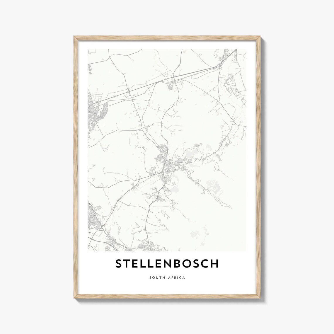Stellenbosch South Africa Minimalist City Street Map Wall Art