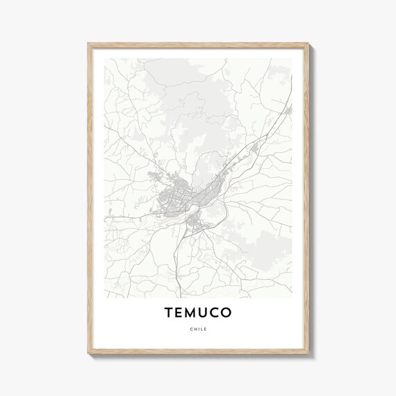 Temuco Chile Modern Minimalist White City Map Art Print Gift Decor