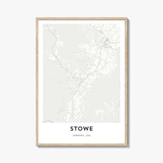 Stowe Vermont Minimalist Mountain Town Street Map Art Poster