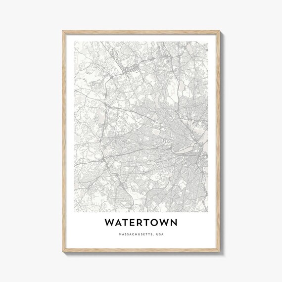 Watertown Massachusetts Minimalist Street Map Monochrome City Poster