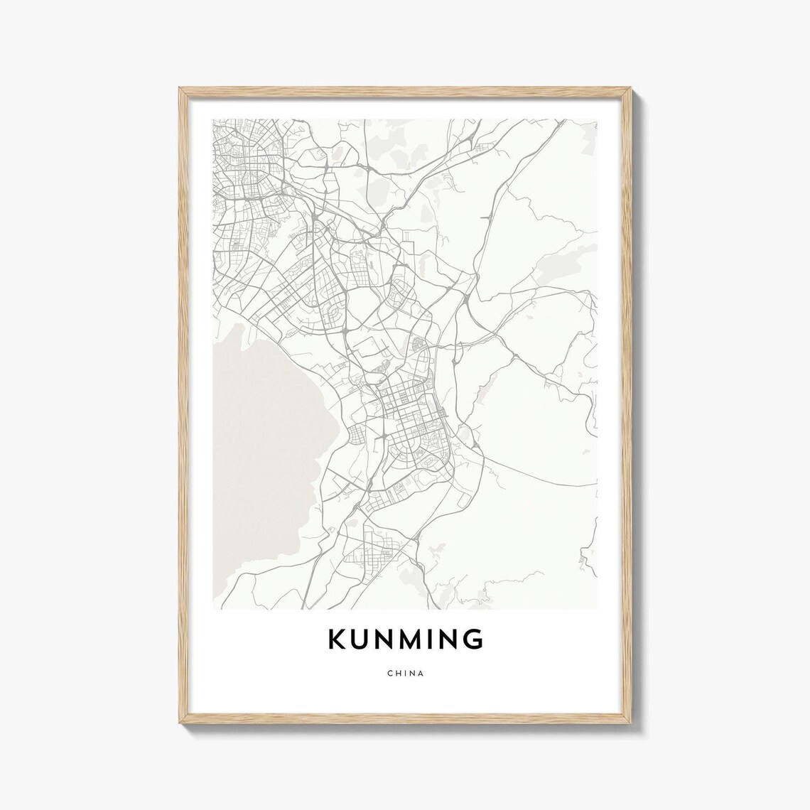 Kunming China Minimalist City Street Map Travel Artwork Poster
