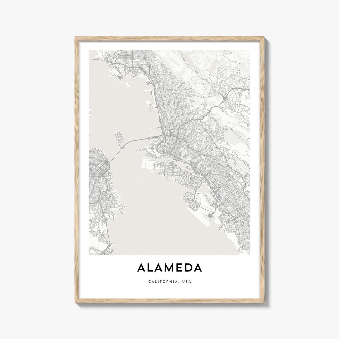 Alameda California USA Minimalist City Map Street Grid Modern Print