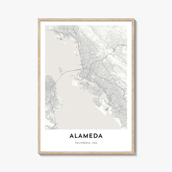Alameda California USA Minimalist City Map Street Grid Modern Print