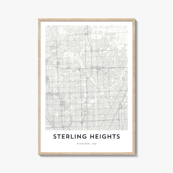 Sterling Heights Michigan USA Light Gray City Map Art Poster